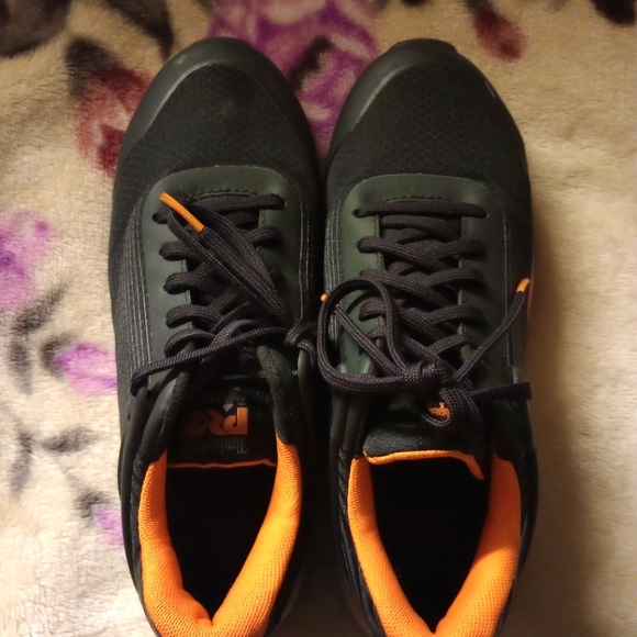 Timberland Pro Steel Toe Anti Fatigue Sneakers Size 7W Black Gray and Orange - Picture 1 of 5